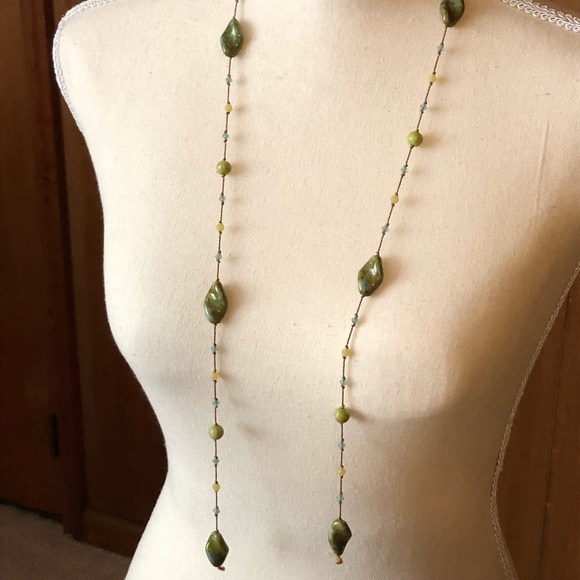 Open end hand knotted stone and crystal necklace - Picture 5 of 5